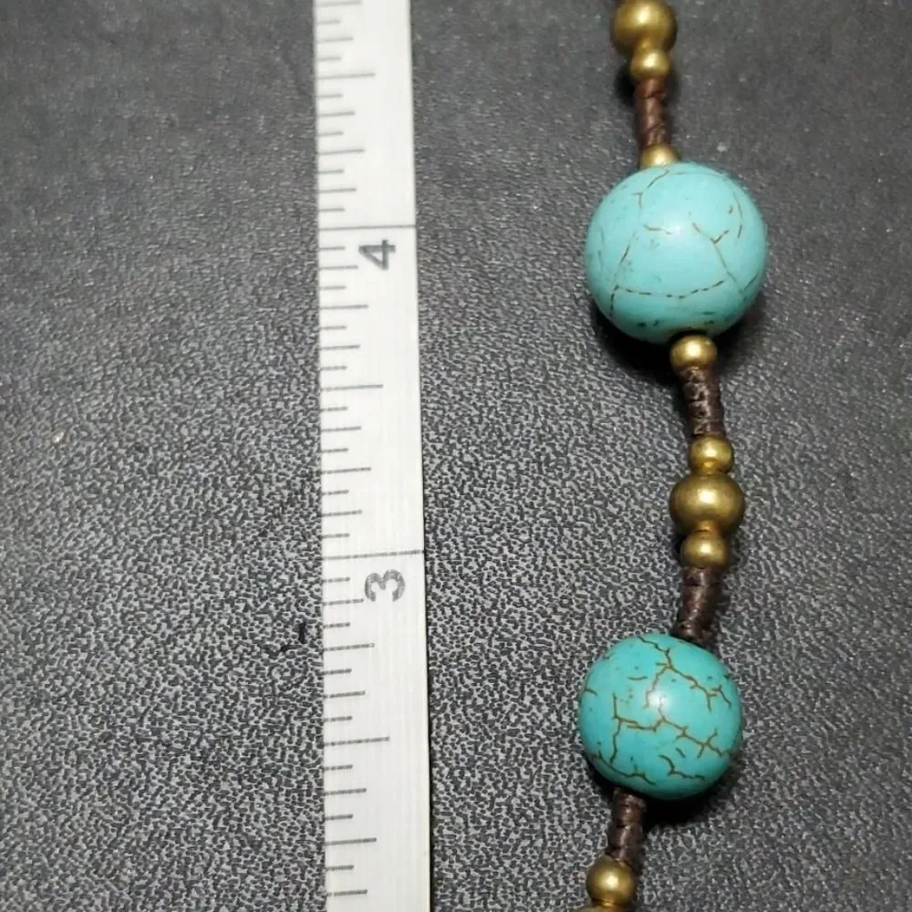 Brown and blue turquoise stone bracelet 6.25